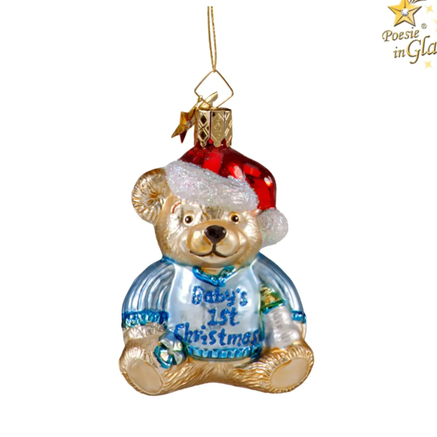 Poesie in Glas Baumschmuck Aus Glas-Bar "Baby'S 1St Christmas" (Blau)