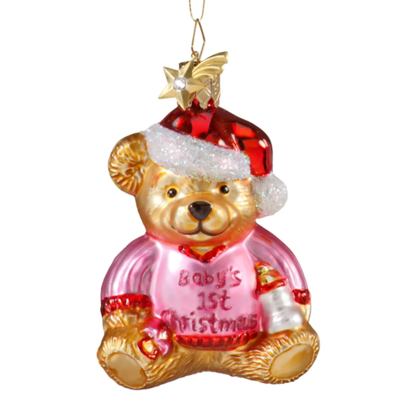 Poesie in Glas Baumschmuck Aus Glas-Bar "Baby'S 1St Christmas" (Rosa)
