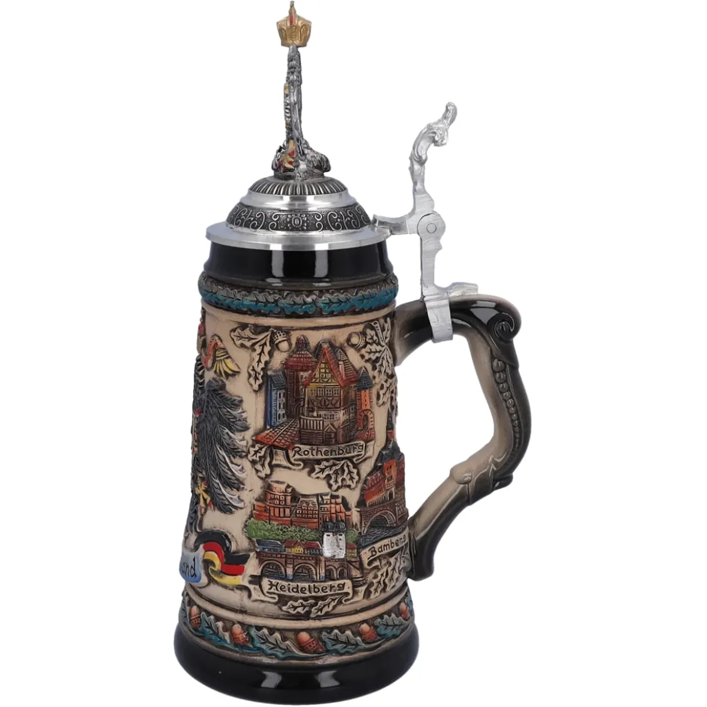 Käthe Wohlfahrt Bierkruge-Bierkrug Mit Zinnadler "Deutschland", Bunt-Natur, 0,5 Liter
