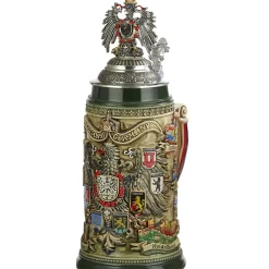 Käthe Wohlfahrt Bierkruge-Bierkrug Mit Zinnadler "Stadtwappen", Braun, 0,75L