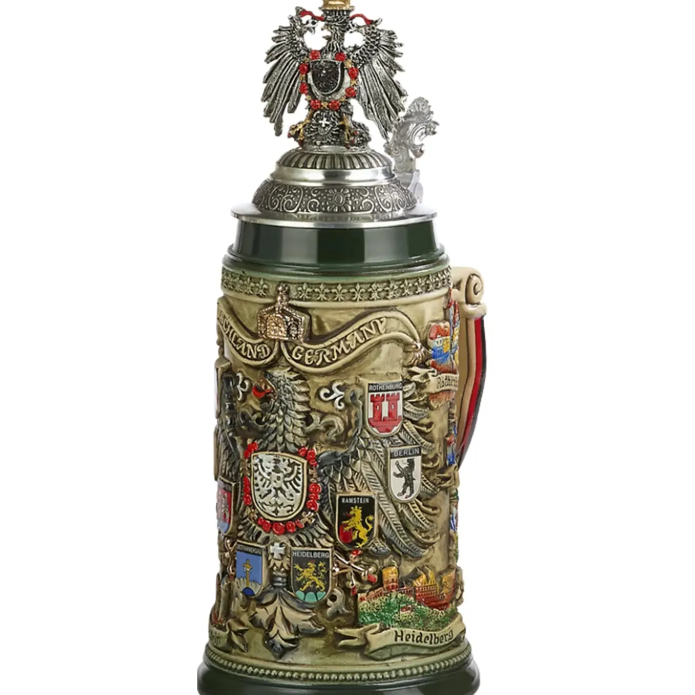 Käthe Wohlfahrt Bierkruge-Bierkrug Mit Zinnadler "Stadtwappen", Braun, 0,75L