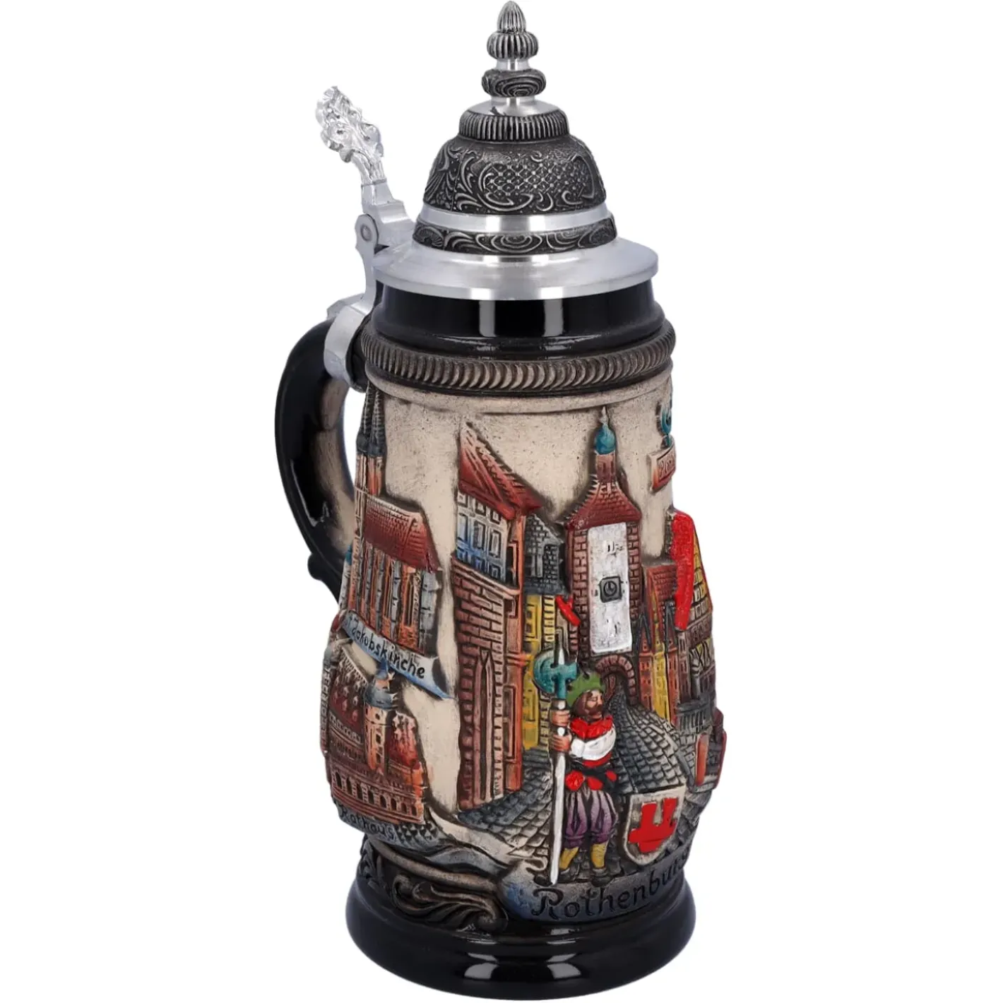 Käthe Wohlfahrt Bierkruge-Bierkrug Mit Zinndeckel "Rothenburg", Natur, 0,25 L