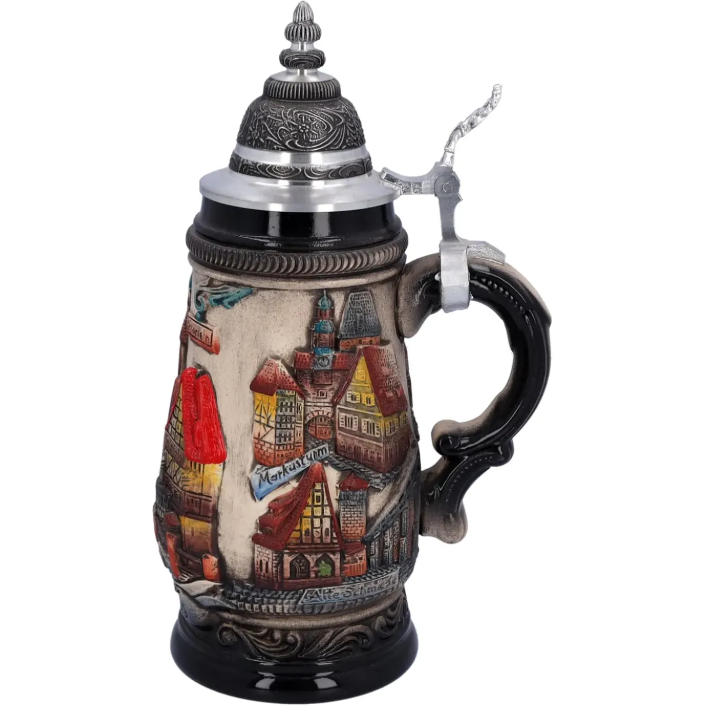 Käthe Wohlfahrt Bierkruge-Bierkrug Mit Zinndeckel "Rothenburg", Natur, 0,25 L