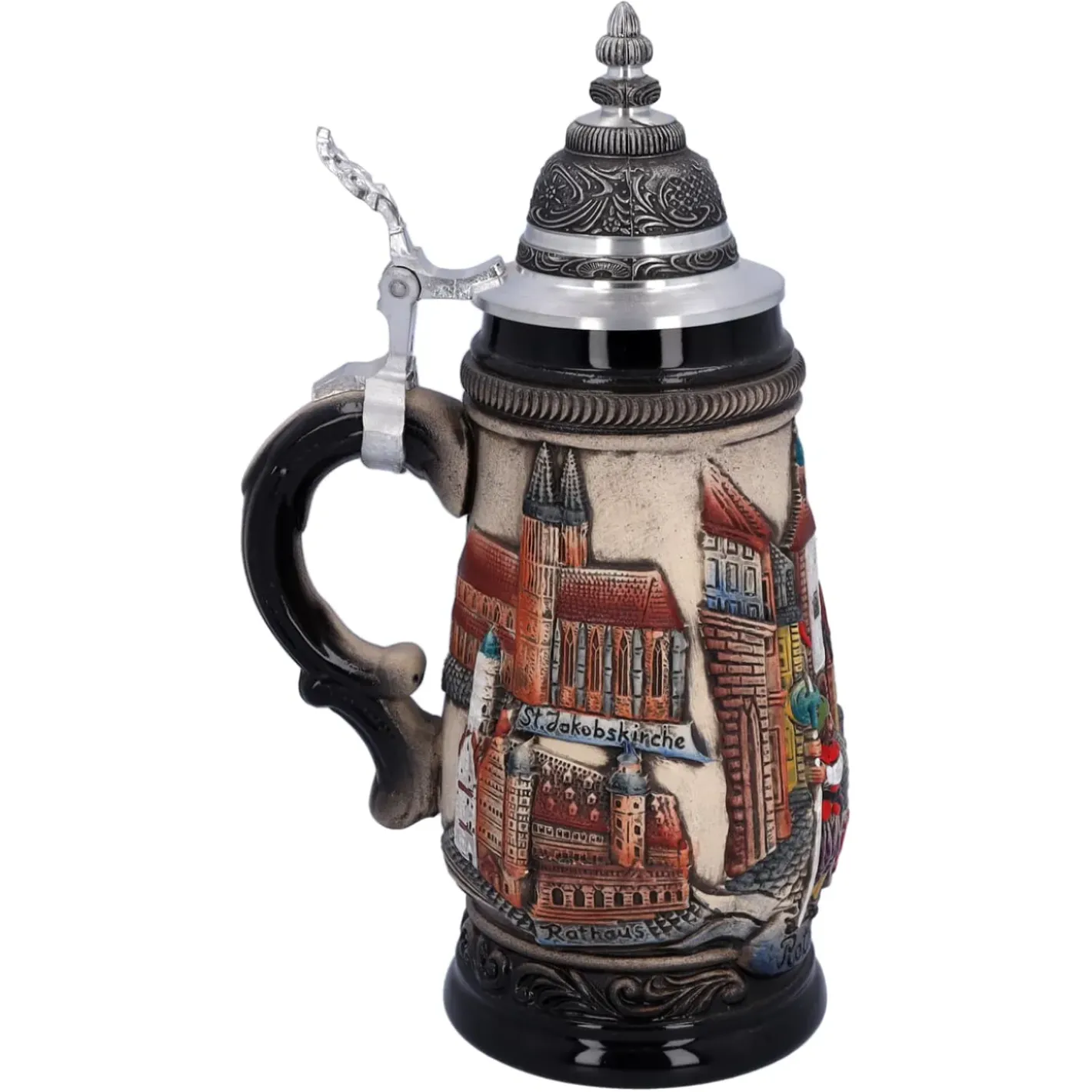 Käthe Wohlfahrt Bierkruge-Bierkrug Mit Zinndeckel "Rothenburg", Natur, 0,25 L