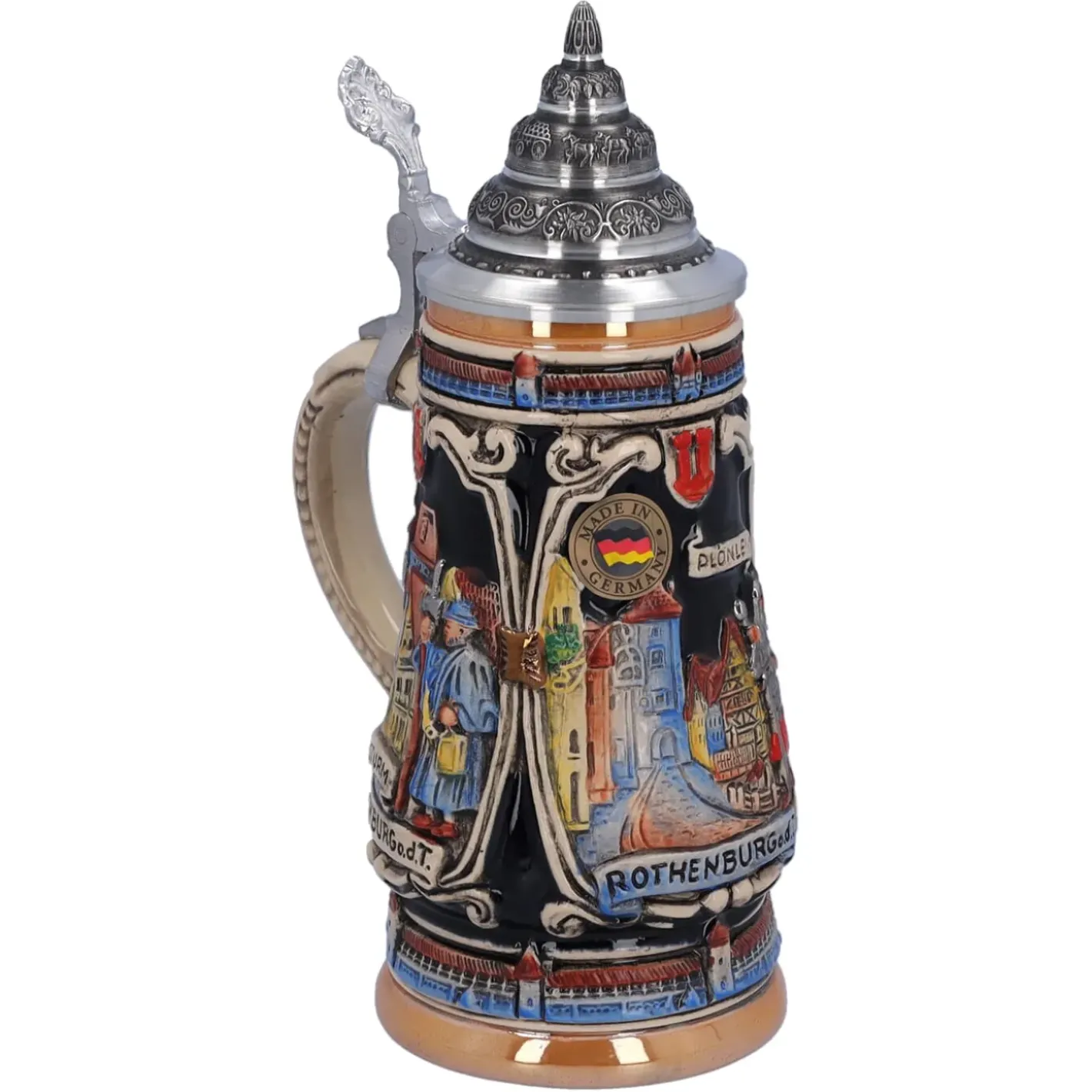 Käthe Wohlfahrt Bierkruge-Bierkrug Mit Zinndeckel "Rothenburg Mit Ritter", 0,25 L