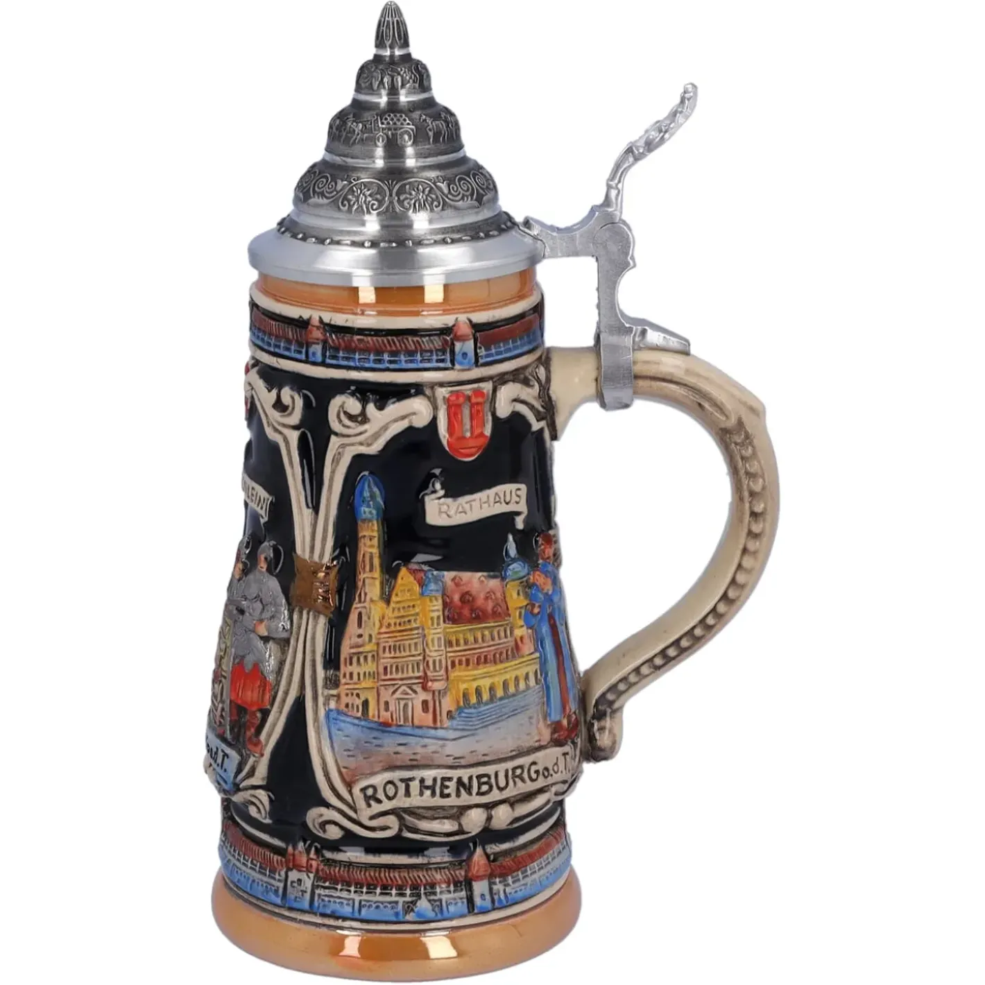 Käthe Wohlfahrt Bierkruge-Bierkrug Mit Zinndeckel "Rothenburg Mit Ritter", 0,25 L
