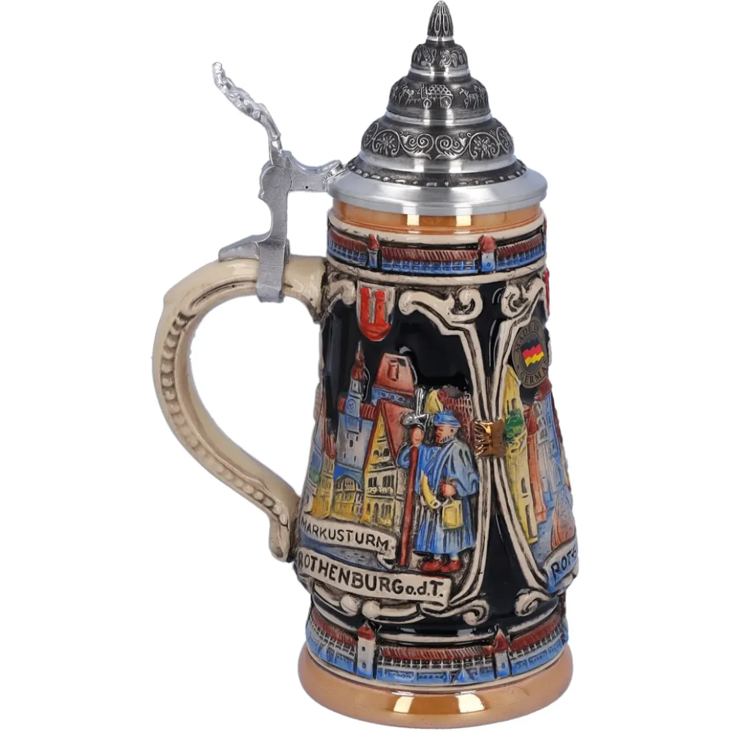Käthe Wohlfahrt Bierkruge-Bierkrug Mit Zinndeckel "Rothenburg Mit Ritter", 0,25 L