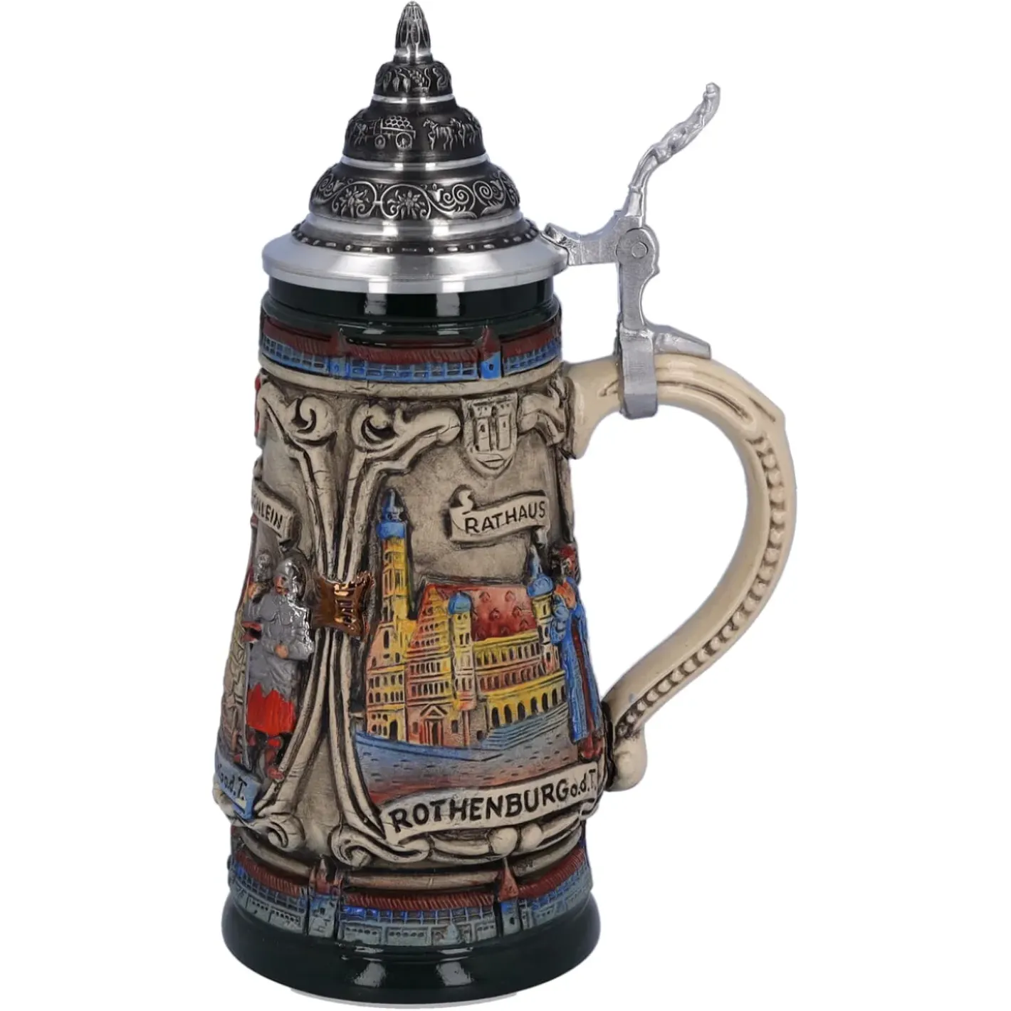 Käthe Wohlfahrt Bierkruge-Bierkrug Mit Zinndeckel "Rothenburg Mit Ritter", 0,25L