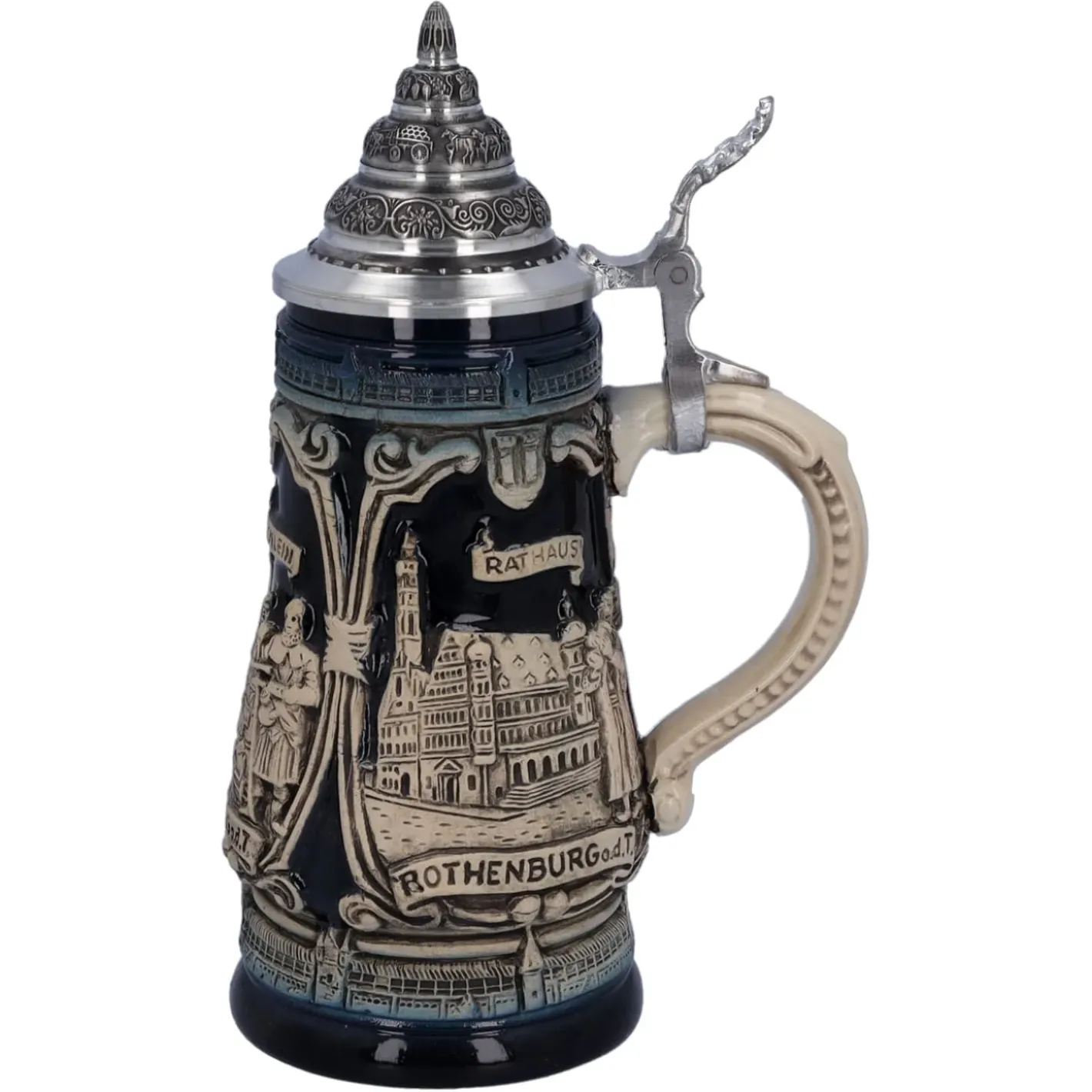 Käthe Wohlfahrt Bierkruge-Bierkrug Mit Zinndeckel "Rothenburg Mit Ritter", 0,25L