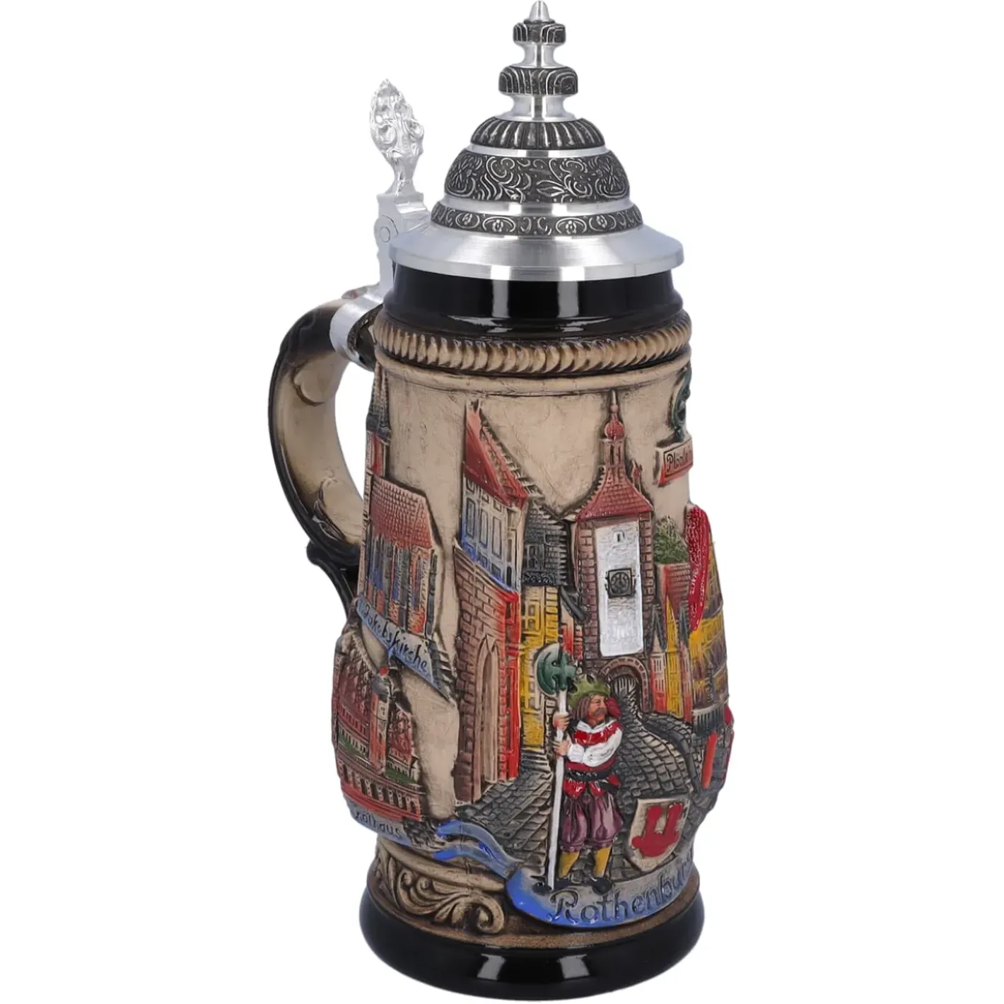 Käthe Wohlfahrt Bierkruge-Bierkrug Mit Zinndeckel "Rothenburg", Natur, 0,5L