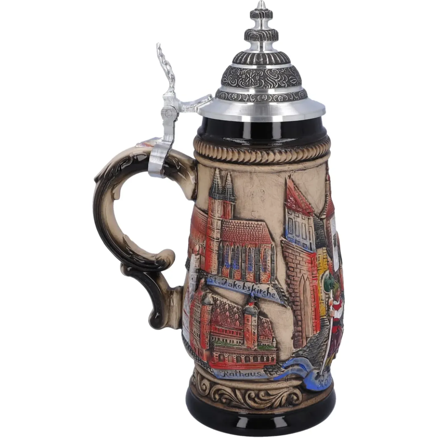 Käthe Wohlfahrt Bierkruge-Bierkrug Mit Zinndeckel "Rothenburg", Natur, 0,5L