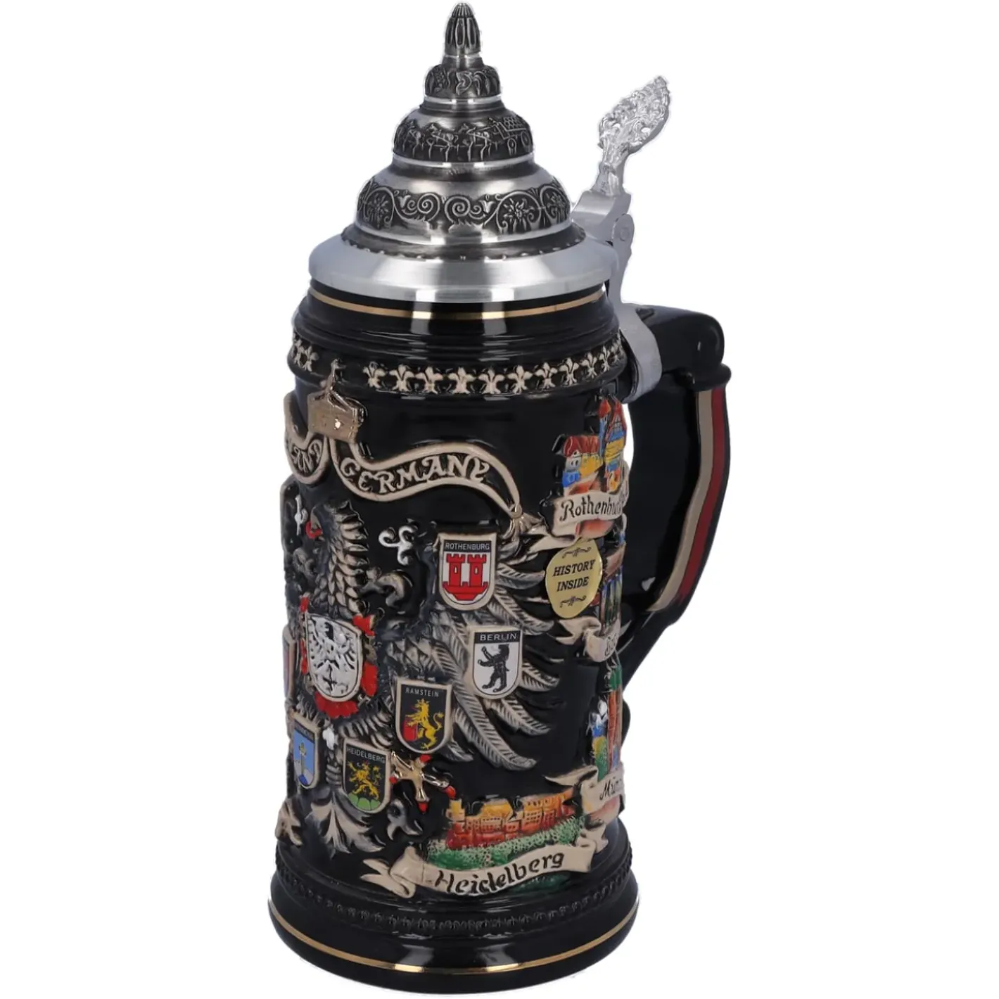 Käthe Wohlfahrt Bierkruge-Bierkrug Mit Zinndeckel "Stadtwappen", Gold, 0,4L