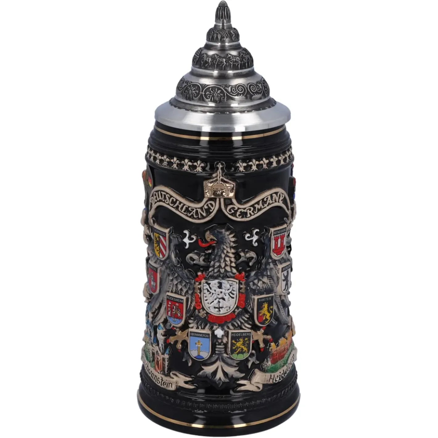 Käthe Wohlfahrt Bierkruge-Bierkrug Mit Zinndeckel "Stadtwappen", Gold, 0,4L