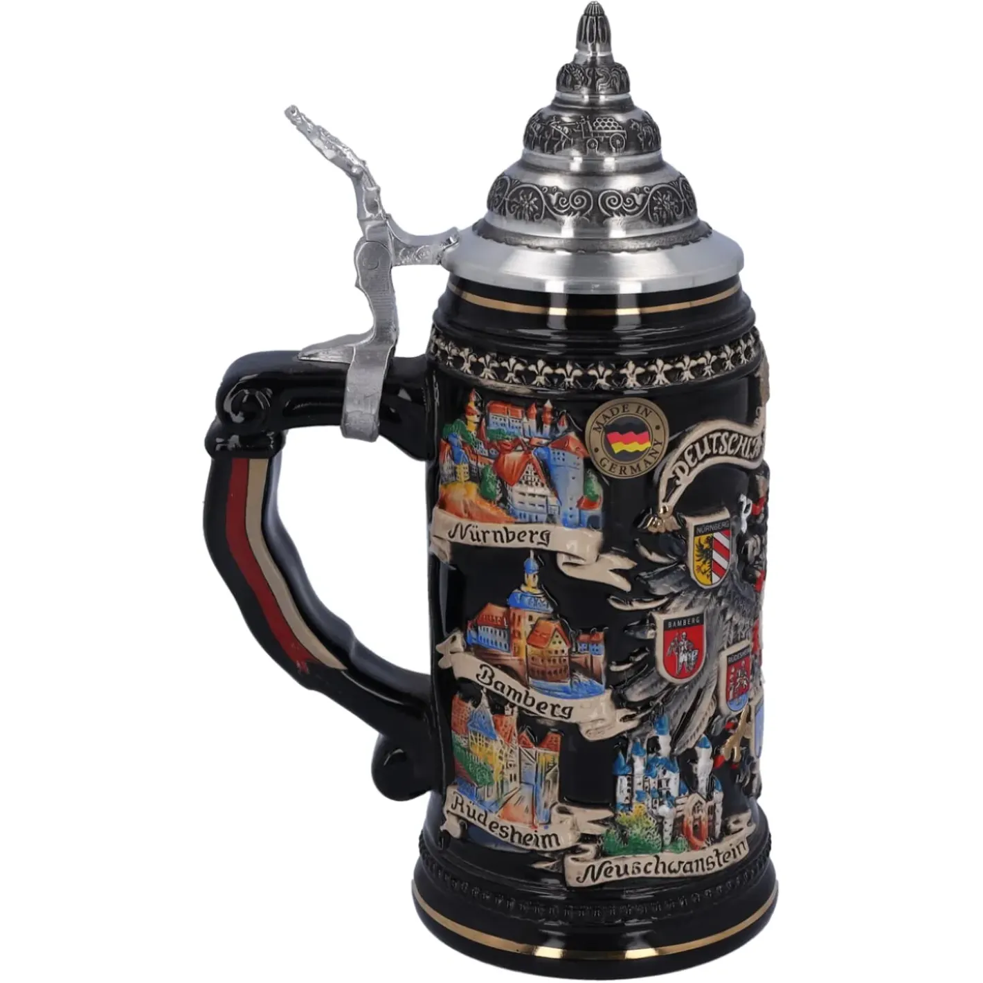 Käthe Wohlfahrt Bierkruge-Bierkrug Mit Zinndeckel "Stadtwappen", Gold, 0,4L