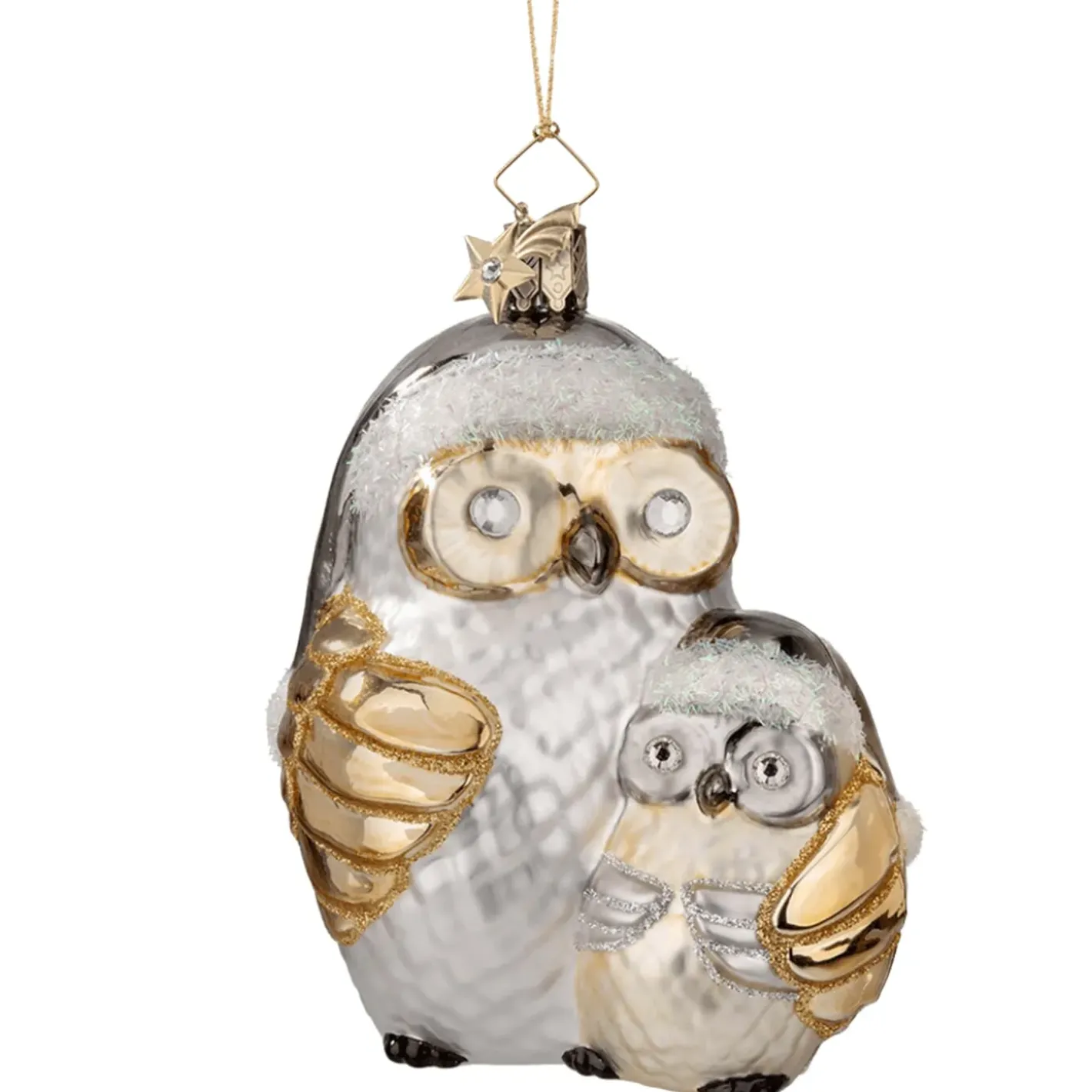 Poesie in Glas Baumschmuck Aus Glas-Eulenmutter Mit Kind
