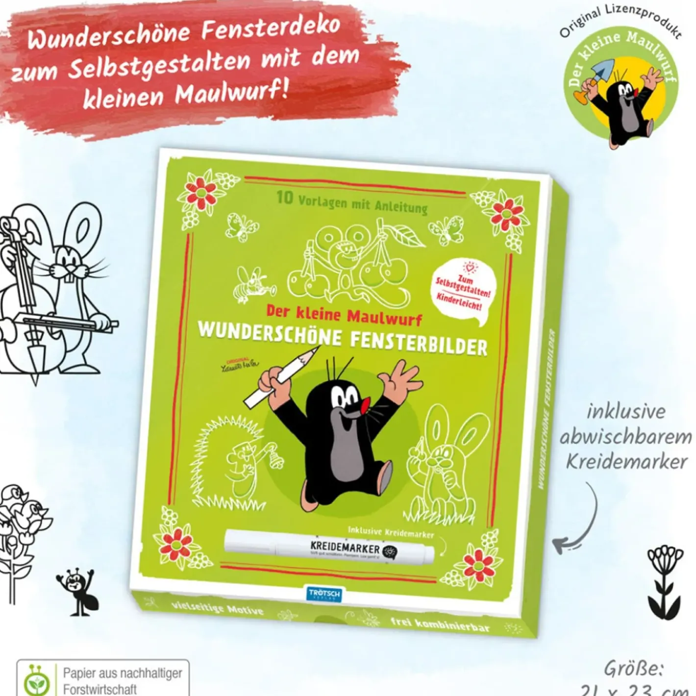 Trötsch Verlag Der Kleine Maulwurf „Krtek"-Fensterbilder Kleiner Maulwurf