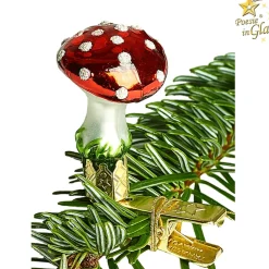 Poesie in Glas Baumschmuck Aus Glas-Fliegenpilz Mit Clip, Klein (3,5 Cm)