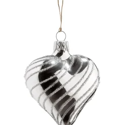 Käthe Wohlfahrt Baumkugeln Und Set-Angebote-Glasherz Silber Mit Silber Spiraldekor