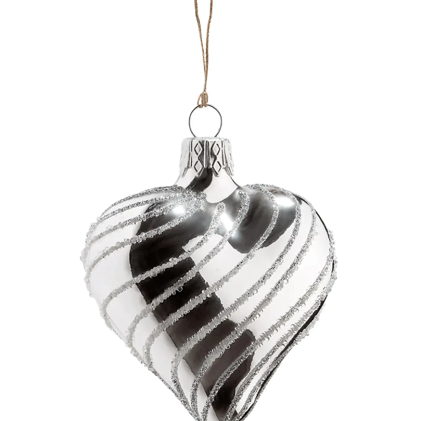 Käthe Wohlfahrt Baumkugeln Und Set-Angebote-Glasherz Silber Mit Silber Spiraldekor
