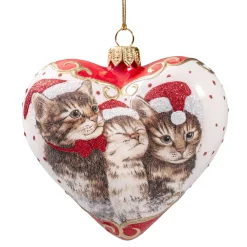 Käthe Wohlfahrt Baumkugeln Und Set-Angebote-Glasherz Weis Katzenweihnacht