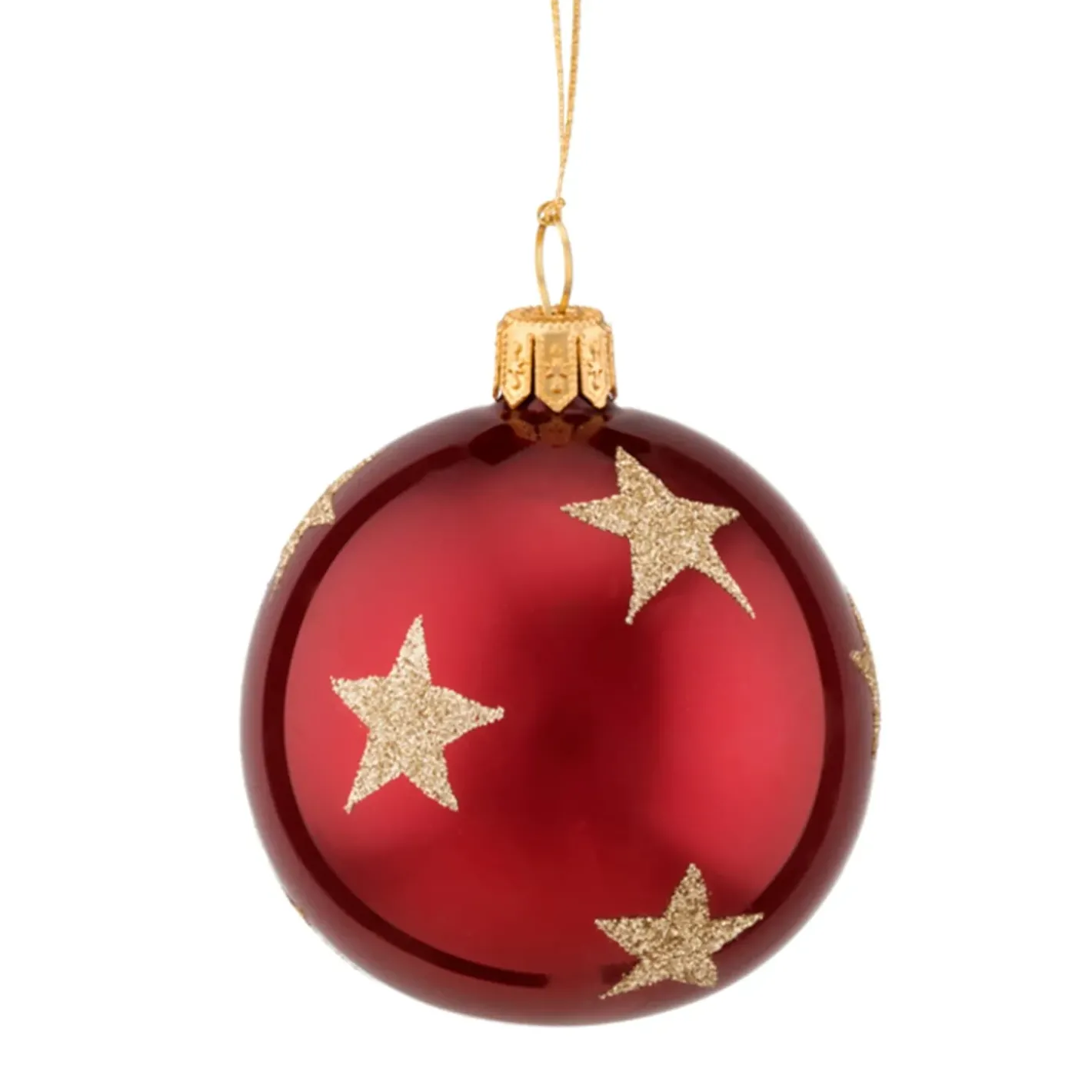 Käthe Wohlfahrt Baumkugeln Und Set-Angebote-Glaskugel Bordeaux Mit Goldsternen, 6 Cm