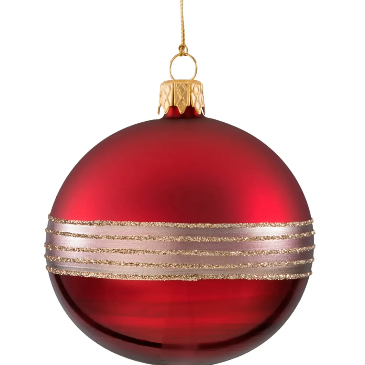Käthe Wohlfahrt Baumkugeln Und Set-Angebote-Glaskugel Bordeauxrot Mit Glitterband, 8Cm