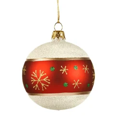 Käthe Wohlfahrt Baumkugeln Und Set-Angebote-Glaskugel Frosty Mit Schneeflocken, 8Cm