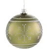 Käthe Wohlfahrt Baumkugeln Und Set-Angebote-Glaskugel Grun Mit Weisem Muster, 8 Cm