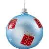 Käthe Wohlfahrt Baumkugeln Und Set-Angebote-Glaskugel Hellblau Matt Mit Geschenkmotiv, 7 Cm