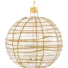 Käthe Wohlfahrt Baumkugeln Und Set-Angebote-Glaskugel Klar Mit Glitzer Gold/Weis, 10 Cm