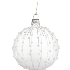 Käthe Wohlfahrt Baumkugeln Und Set-Angebote-Glaskugel Klar Mit Weisem Glitzerdekor, 7 Cm