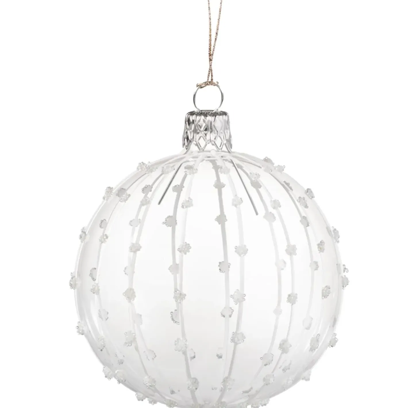 Käthe Wohlfahrt Baumkugeln Und Set-Angebote-Glaskugel Klar Mit Weisem Glitzerdekor, 7 Cm