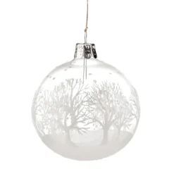 Käthe Wohlfahrt Baumkugeln Und Set-Angebote-Glaskugel Klar Mit Weisen Baumen, 7 Cm