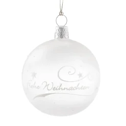 Käthe Wohlfahrt Baumkugeln Und Set-Angebote-Glaskugel Klar/Weis „Frohe Weihnachten", 6 Cm