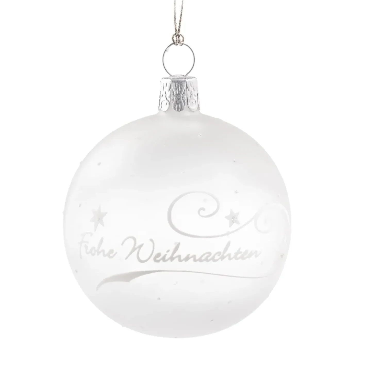 Käthe Wohlfahrt Baumkugeln Und Set-Angebote-Glaskugel Klar/Weis „Frohe Weihnachten", 6 Cm