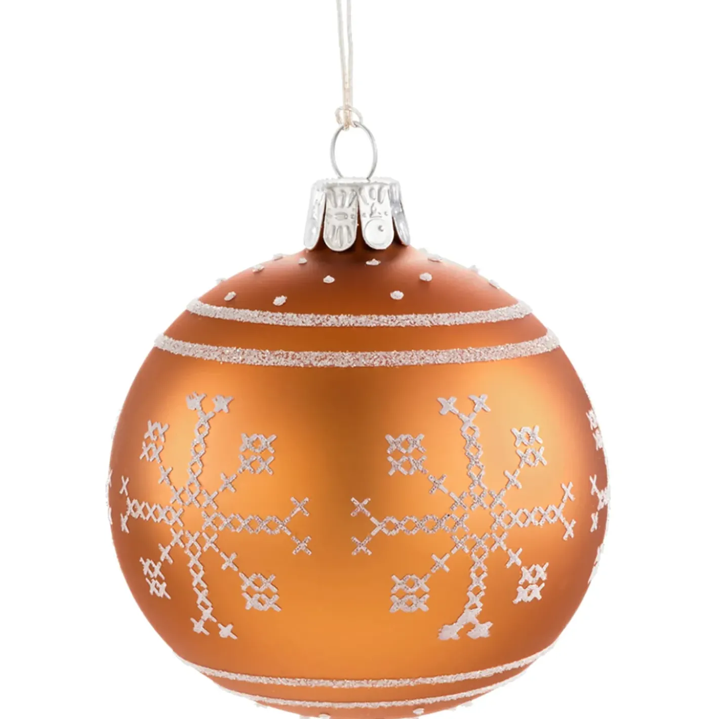 Käthe Wohlfahrt Baumkugeln Und Set-Angebote-Glaskugel Orange Mit Weisem Muster, 7 Cm