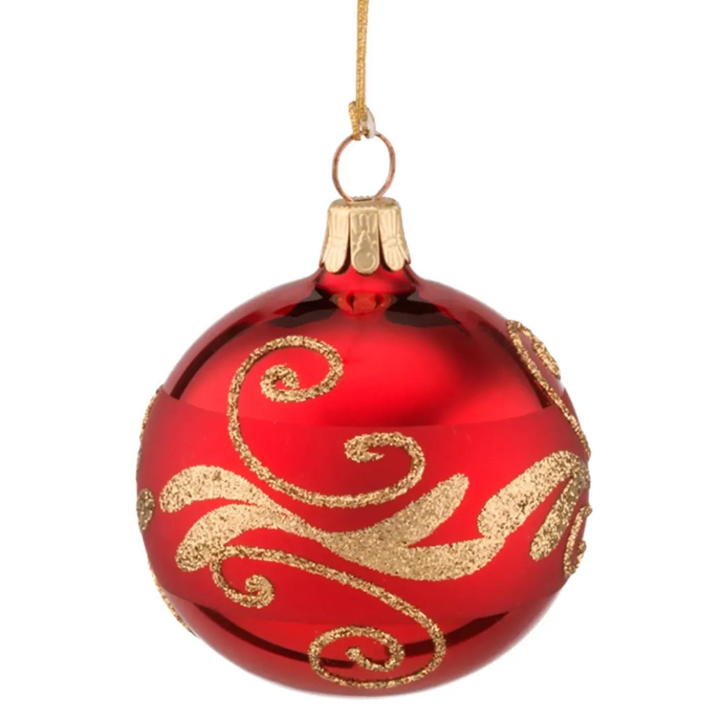 Käthe Wohlfahrt Baumkugeln Und Set-Angebote-Glaskugel Rot Mit Goldener Verzierung, 6 Cm