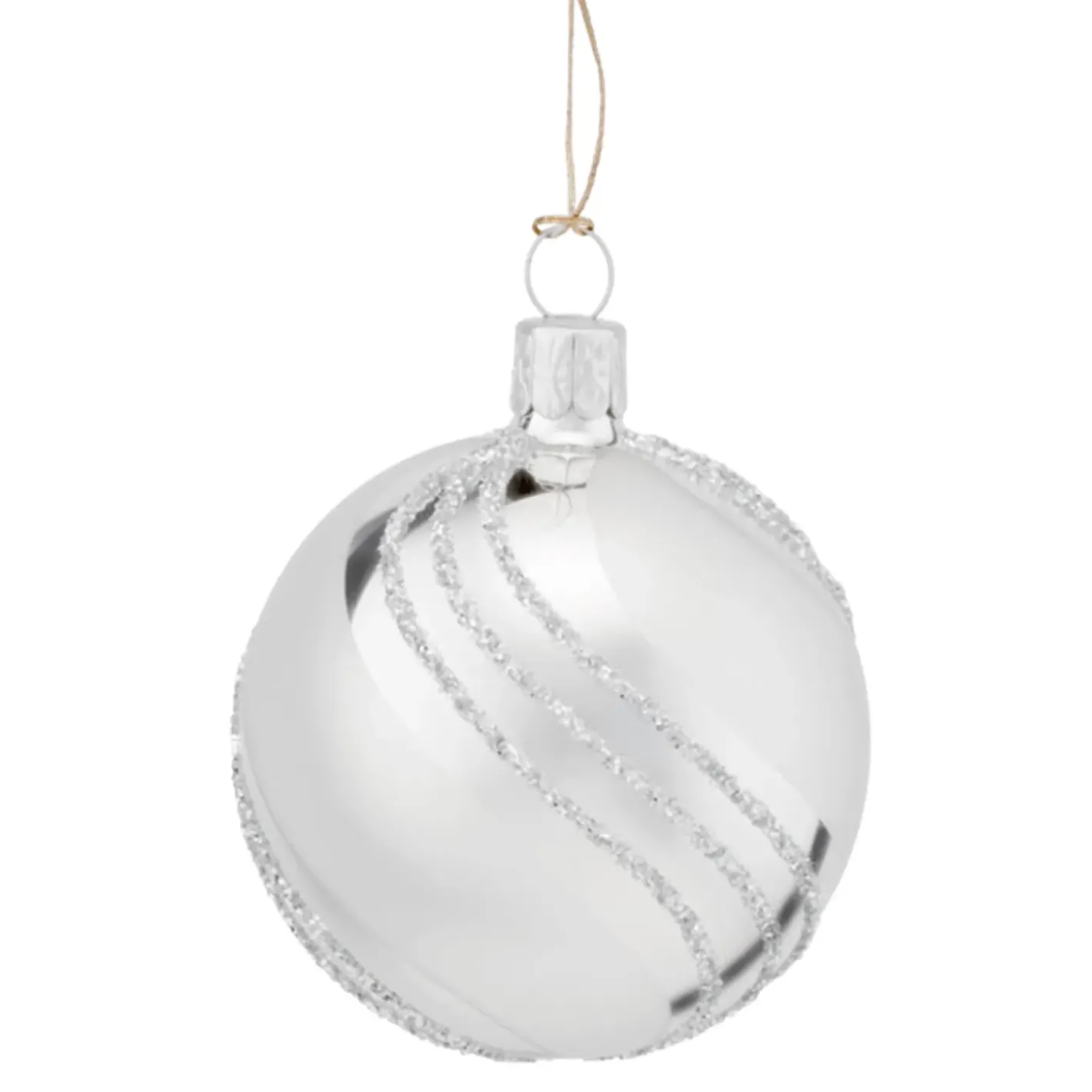 Käthe Wohlfahrt Baumkugeln Und Set-Angebote-Glaskugel Silber Mit Glitterdekor, 6 Cm