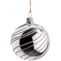 Käthe Wohlfahrt Baumkugeln Und Set-Angebote-Glaskugel Silber Mit Silber Spiraldekor, 6 Cm
