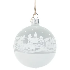 Käthe Wohlfahrt Baumkugeln Und Set-Angebote-Glaskugel Weis Matt "Weihnachtsdorf", 7 Cm