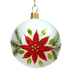 Käthe Wohlfahrt Baumkugeln Und Set-Angebote-Glaskugel Weis Mit Weihnachtsstern, 7 Cm