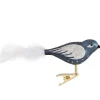 Poesie in Glas Baumschmuck Aus Glas-Glasvogel Blau-Silber