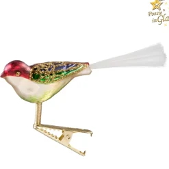 Poesie in Glas Baumschmuck Aus Glas-Glasvogel Gold-Bunt