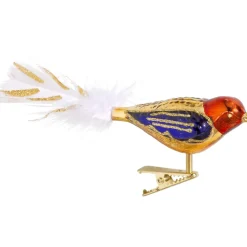 Poesie in Glas Baumschmuck Aus Glas-Glasvogel Gold-Rot-Violett