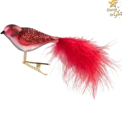 Poesie in Glas Baumschmuck Aus Glas-Glasvogel Rot-Weis