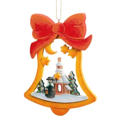 Käthes Original Baumschmuck Aus Holz-Glocke Mit Seiffener Kirche