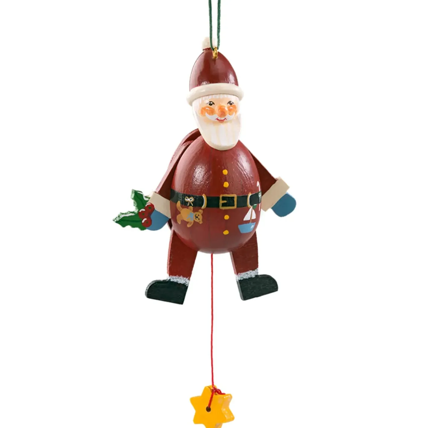 Käthes Original Baumschmuck Aus Holz-Hampelmann Weihnachtsmann Rund