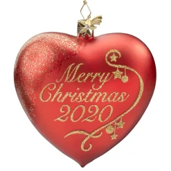Poesie in Glas Baumschmuck Aus Glas-Herz "Merry Christmas 2020"