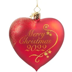 Poesie in Glas Baumschmuck Aus Glas-Herz "Merry Christmas 2022"