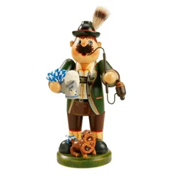 Käthes Original Bayern Motive-Holzknoddl "Bayer Mit Hund", Rauchermannchen